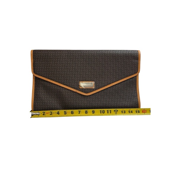 Vintage TED LAPIDUS Paris Embossed Leather Monogram Envelope Clutch Bag 9x15.5 - Picture 9 of 15